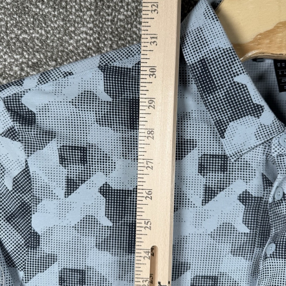 Adidas Go-To Mens Golf Polo XL Blue Digital Camo Performance Stretch Lightweight - Picture 6 of 9